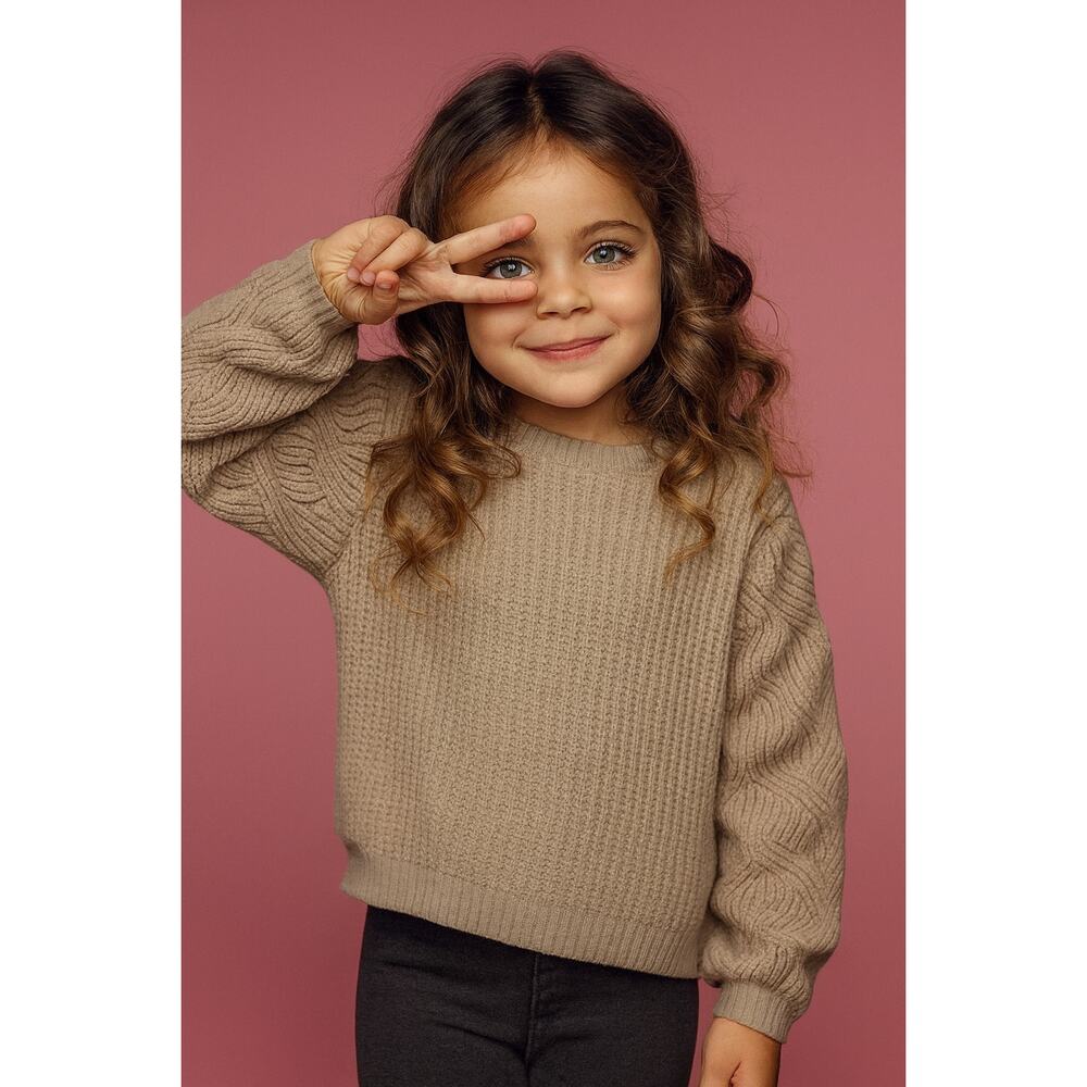 🧶 Poof Girl Textured Knit Sweater - Girls Medium